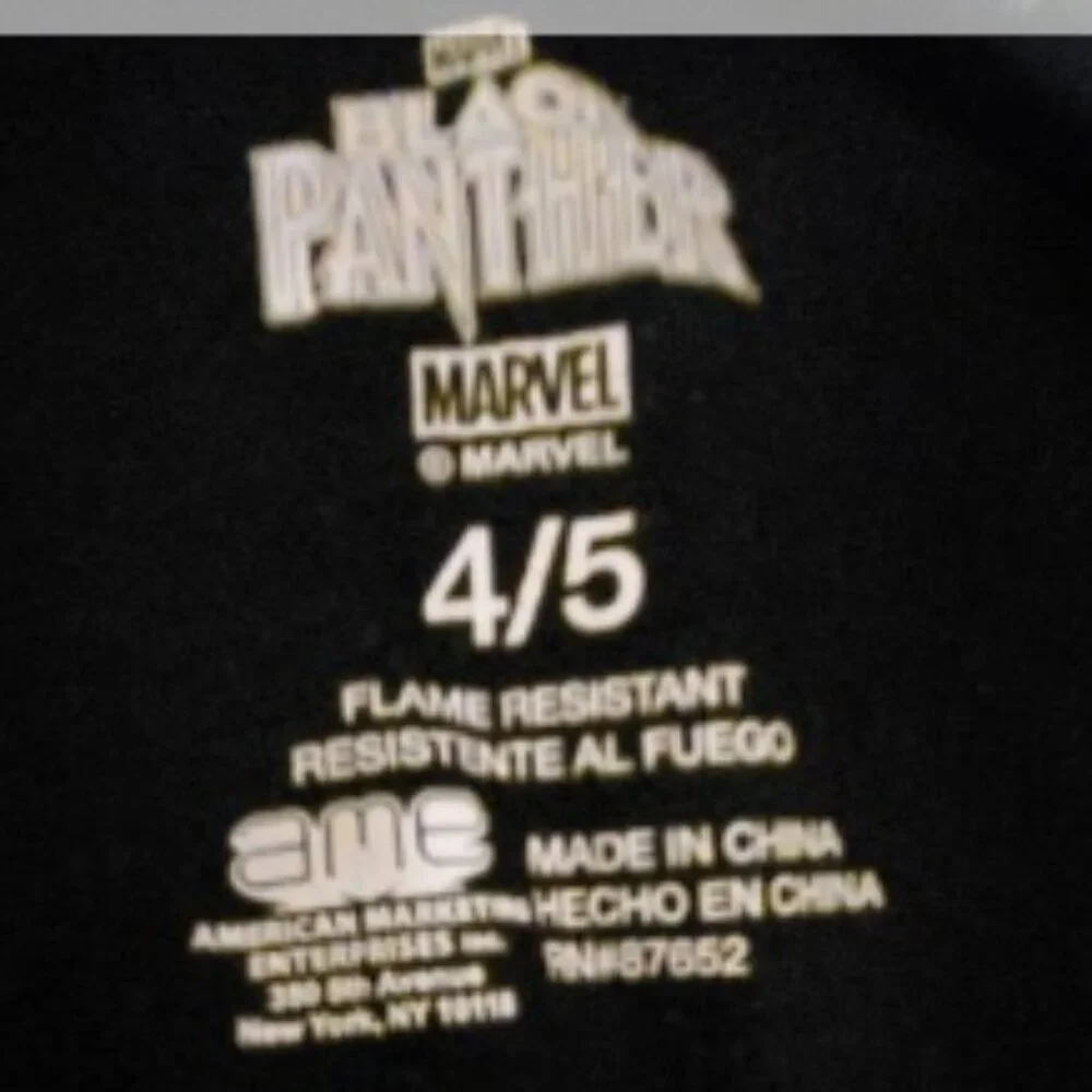 Marvel Black Panther Onesies Pajamas size 4/5